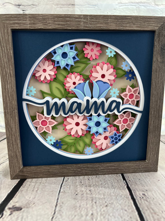 Mama floral 3D paper art shadowbox