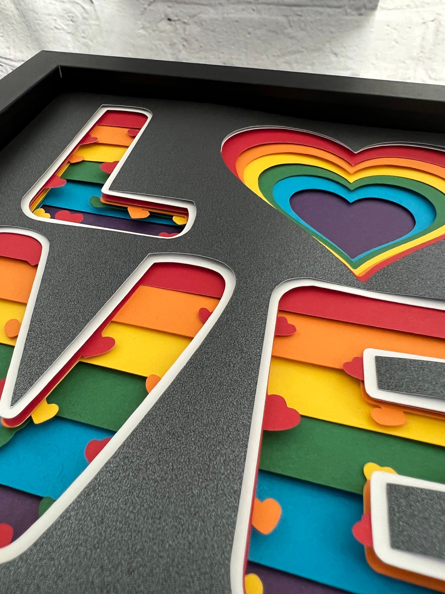 Pride rainbow love 3D paper art shadowbox