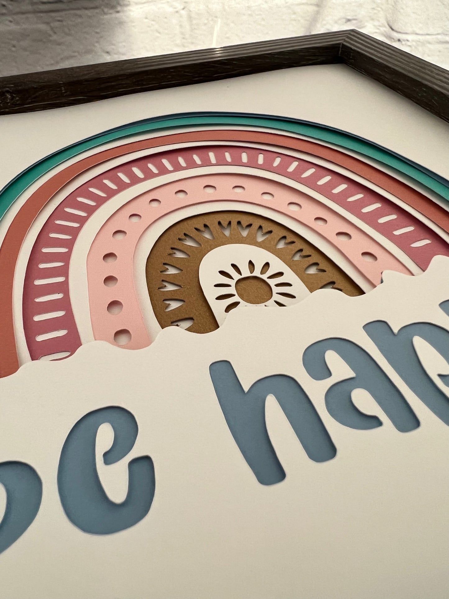 Be happy boho rainbow 3D paper art shadowbox