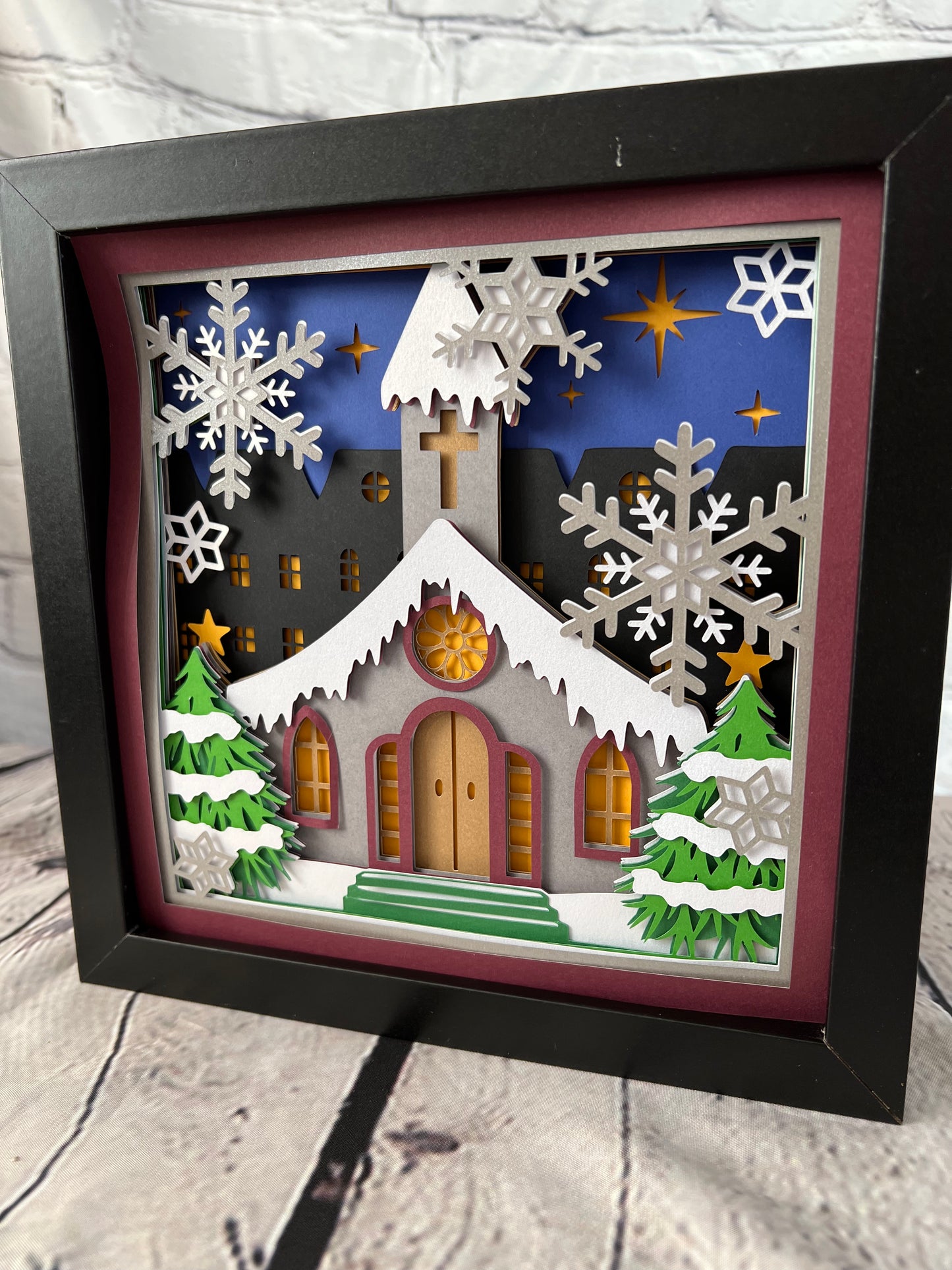 Winter church shadowbox
