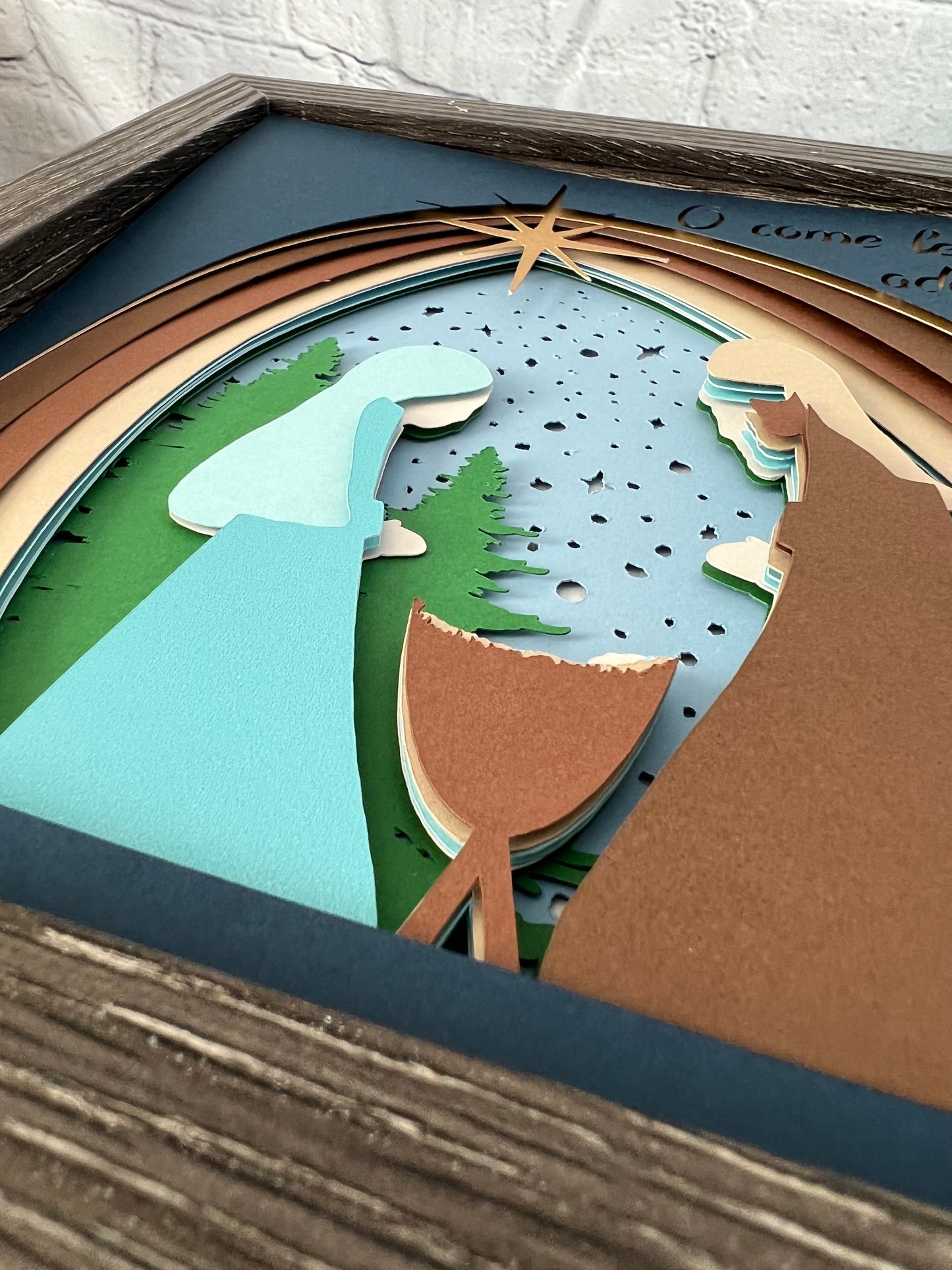 Nativity-arched 3D paper art shadowbox