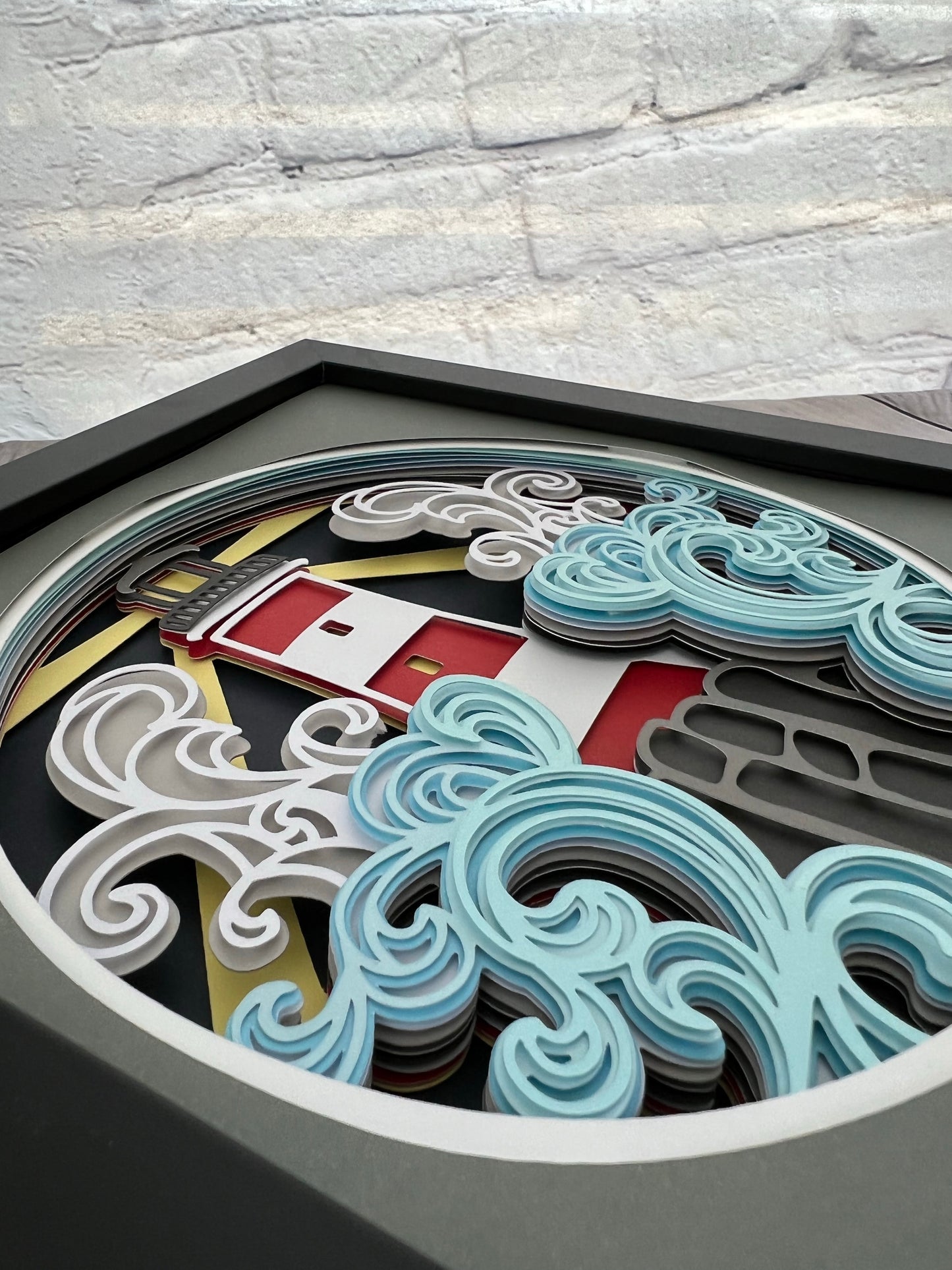 Lighthouse 3D paper art shadowbox