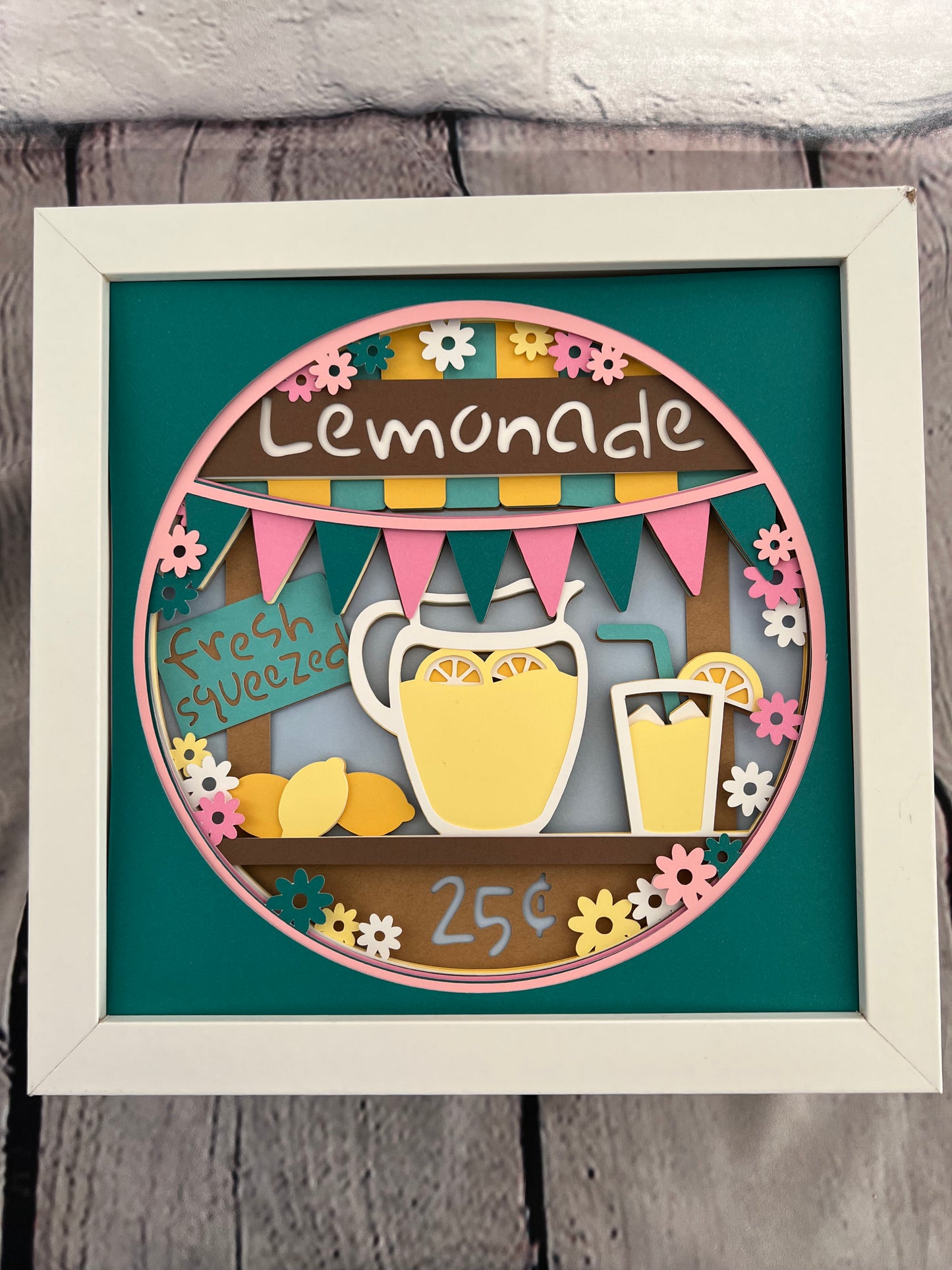 Lemonade stand 3D paper art shadowbox