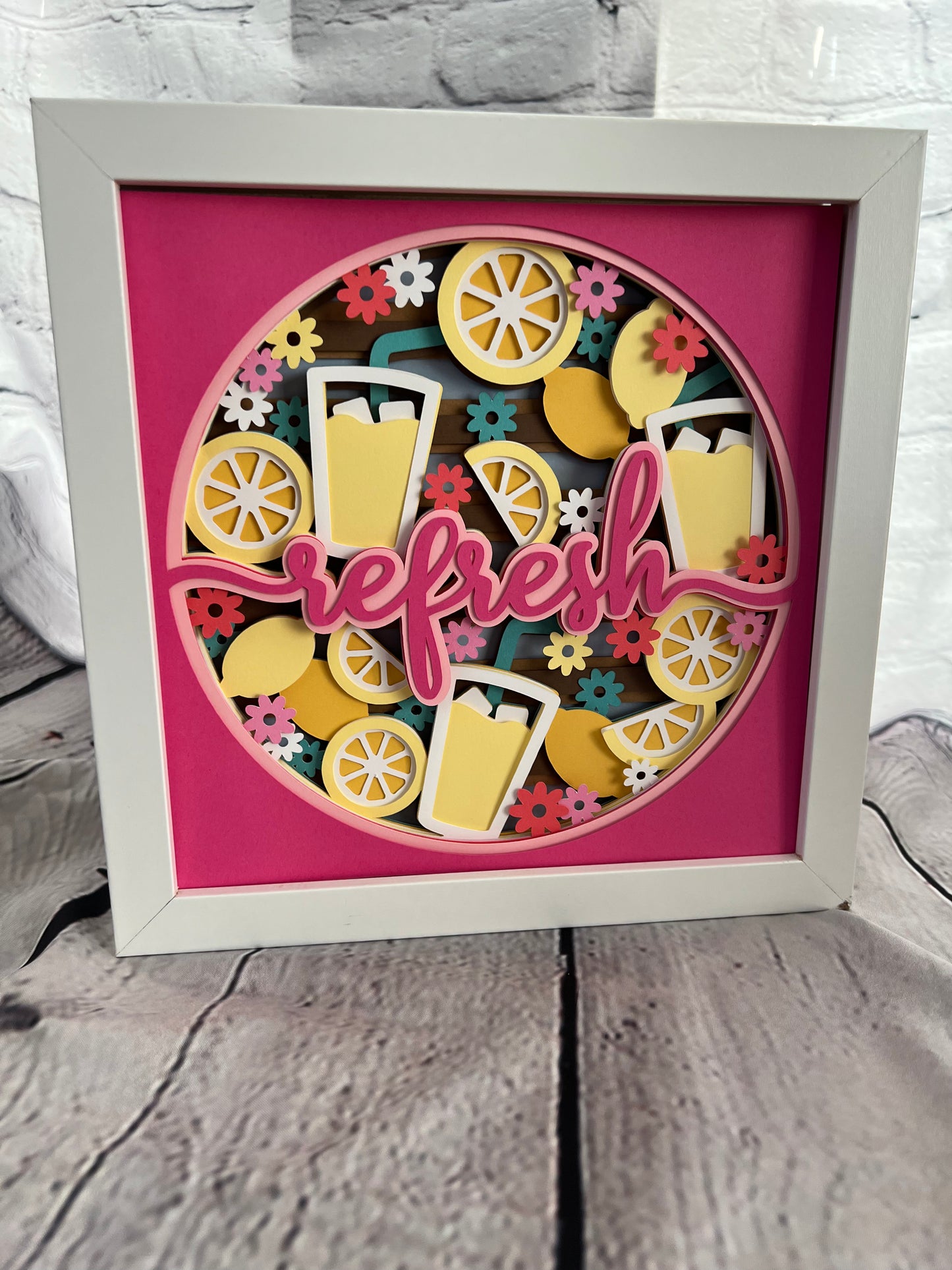 Refresh lemonade 3D paper art shadowbox
