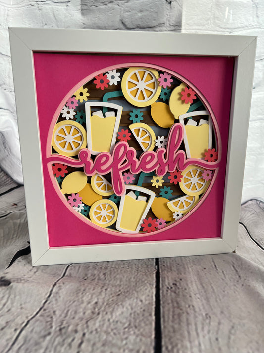 Refresh lemonade 3D paper art shadowbox