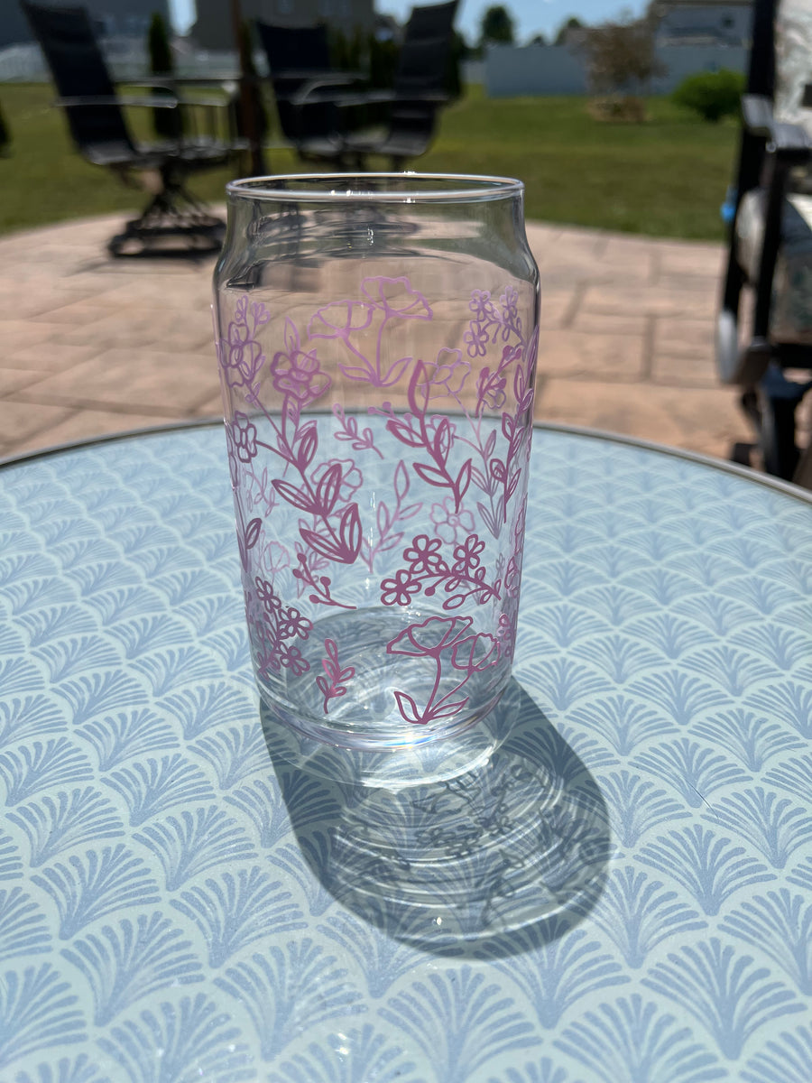 Lemon and floral beer can glass – Olivia Reagan Designs