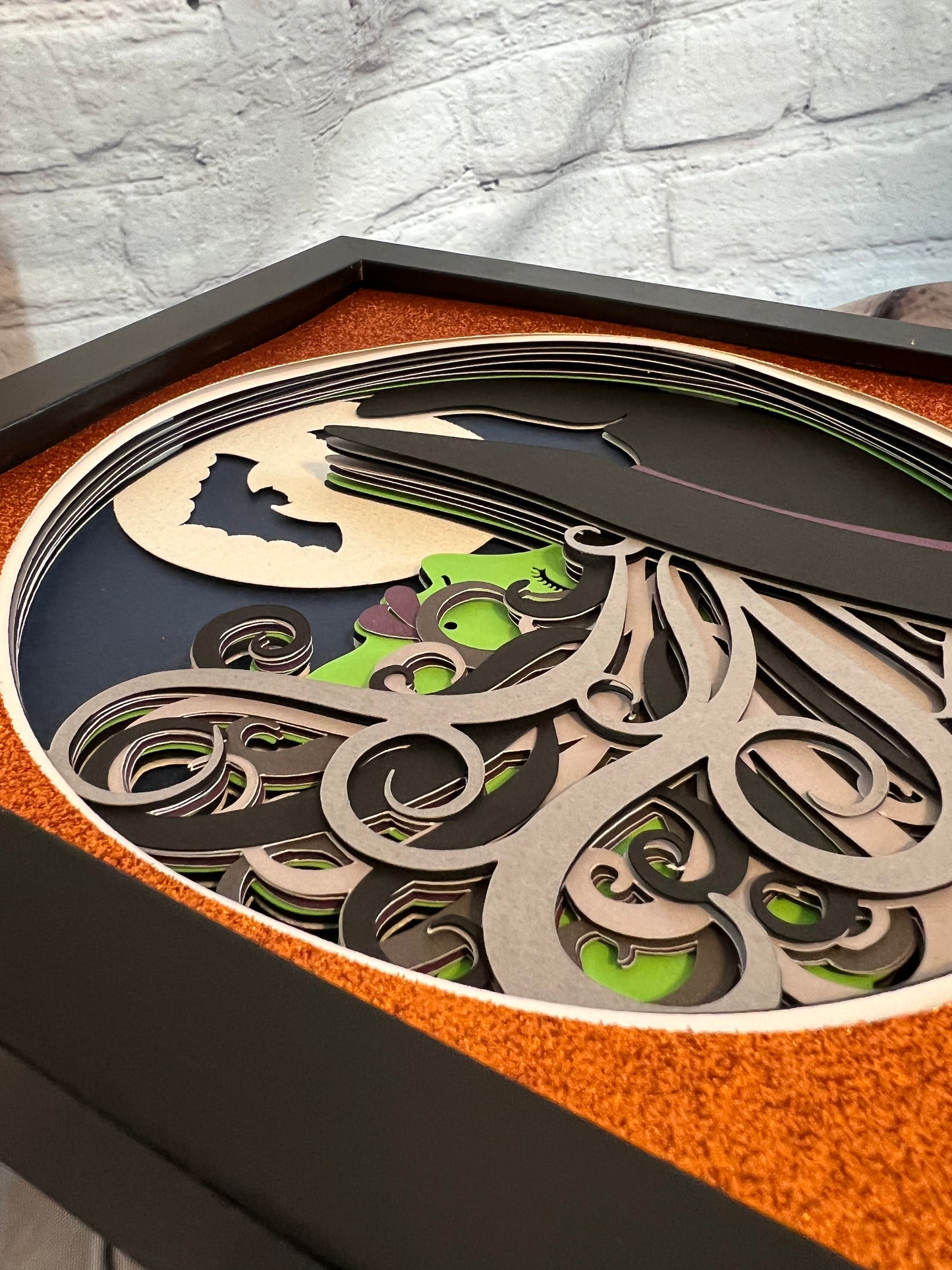 Witch and moon 3D paper art shadowbox