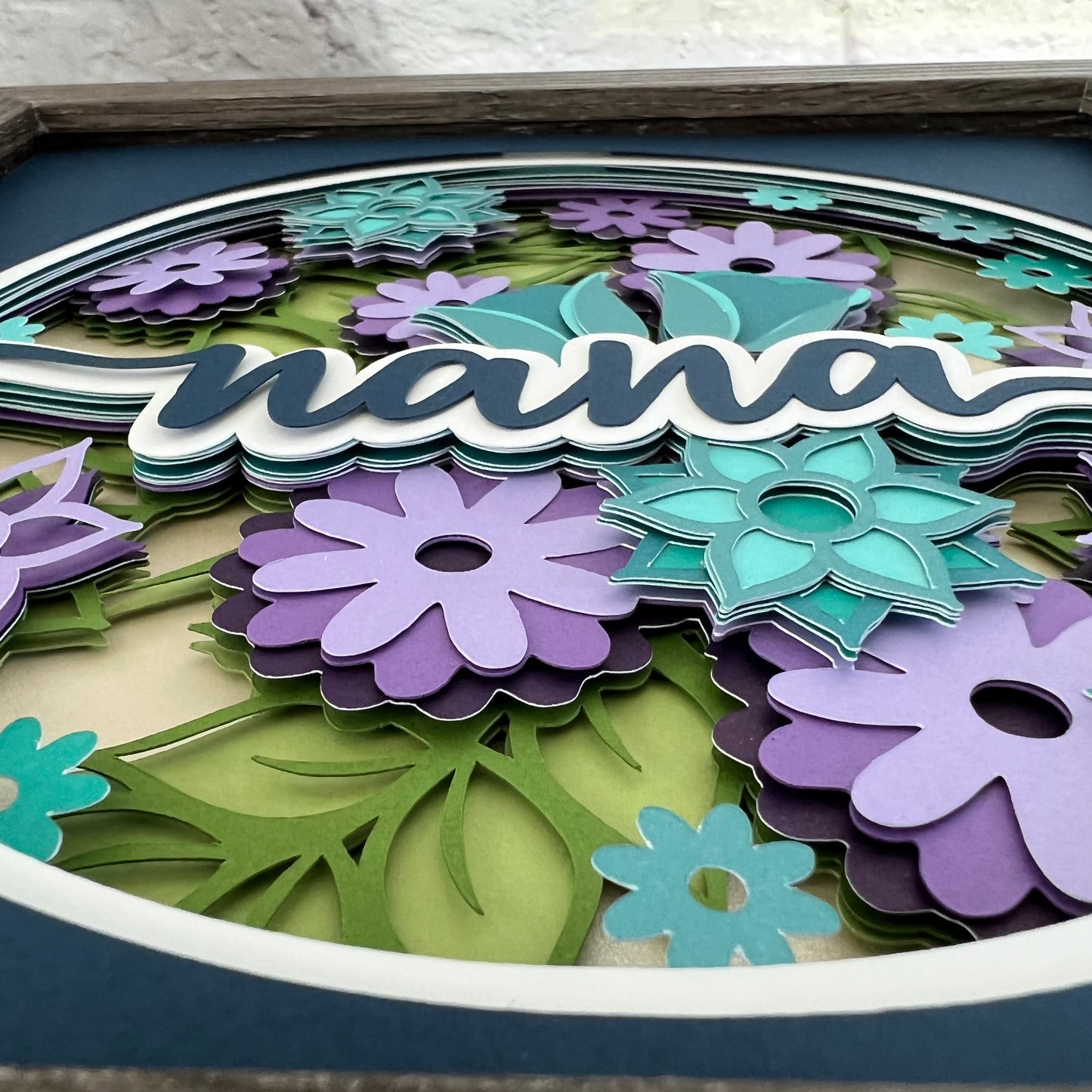 Nana floral 3D paper art shadowbox
