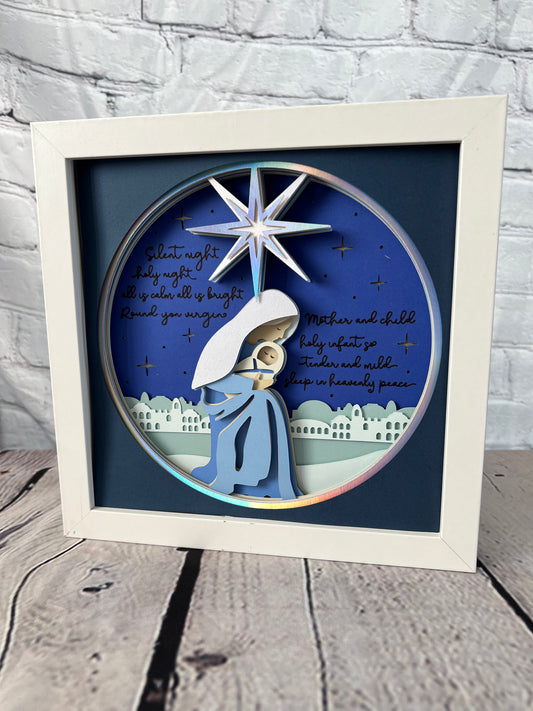 Silent night 3D paper art shadowbox