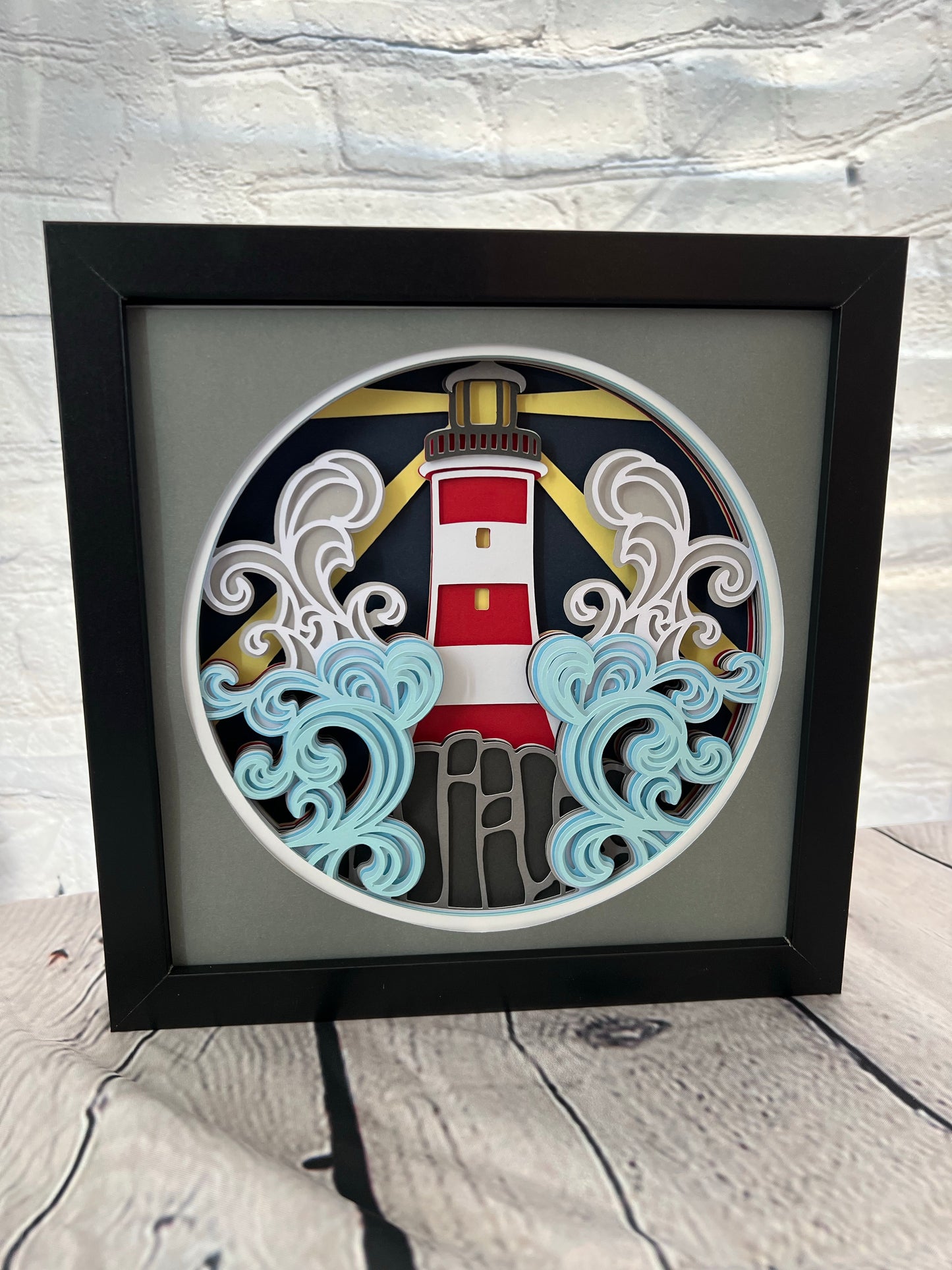 Lighthouse 3D paper art shadowbox