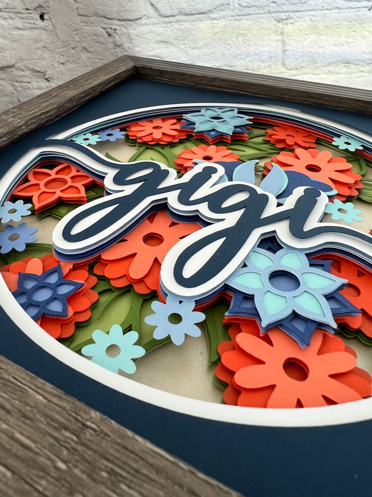 Gigi floral 3D paper art shadowbox