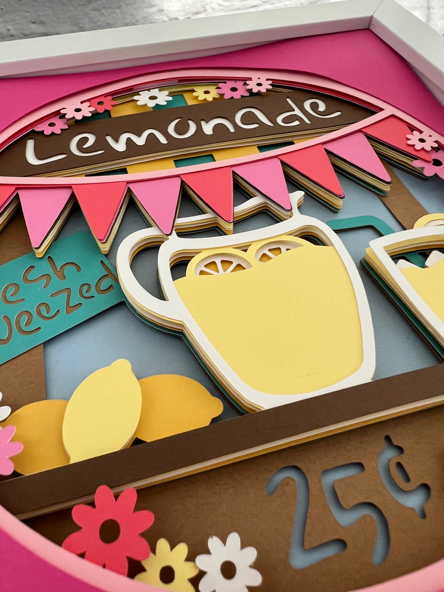 Lemonade stand 3D paper art shadowbox