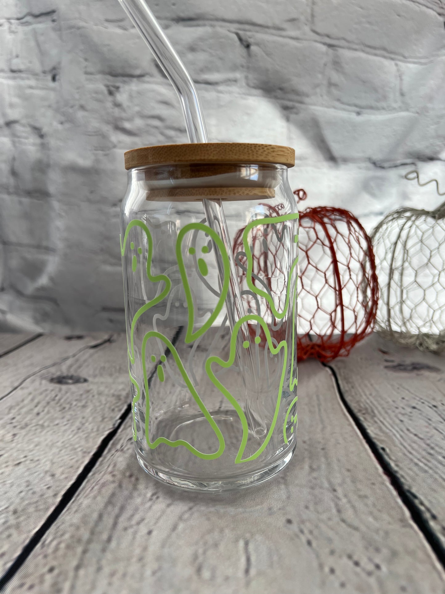 Ghost outline beer can glass