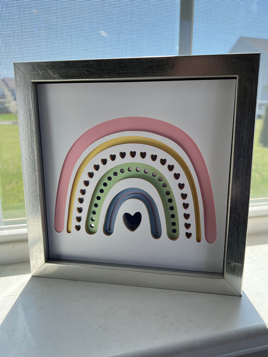 Boho rainbow 3D paper art shadowbox