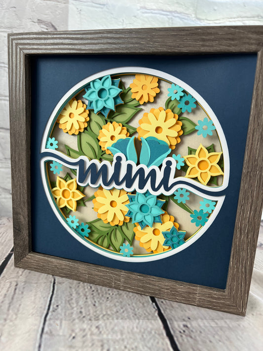 Mimi floral 3D paper art shadowbox
