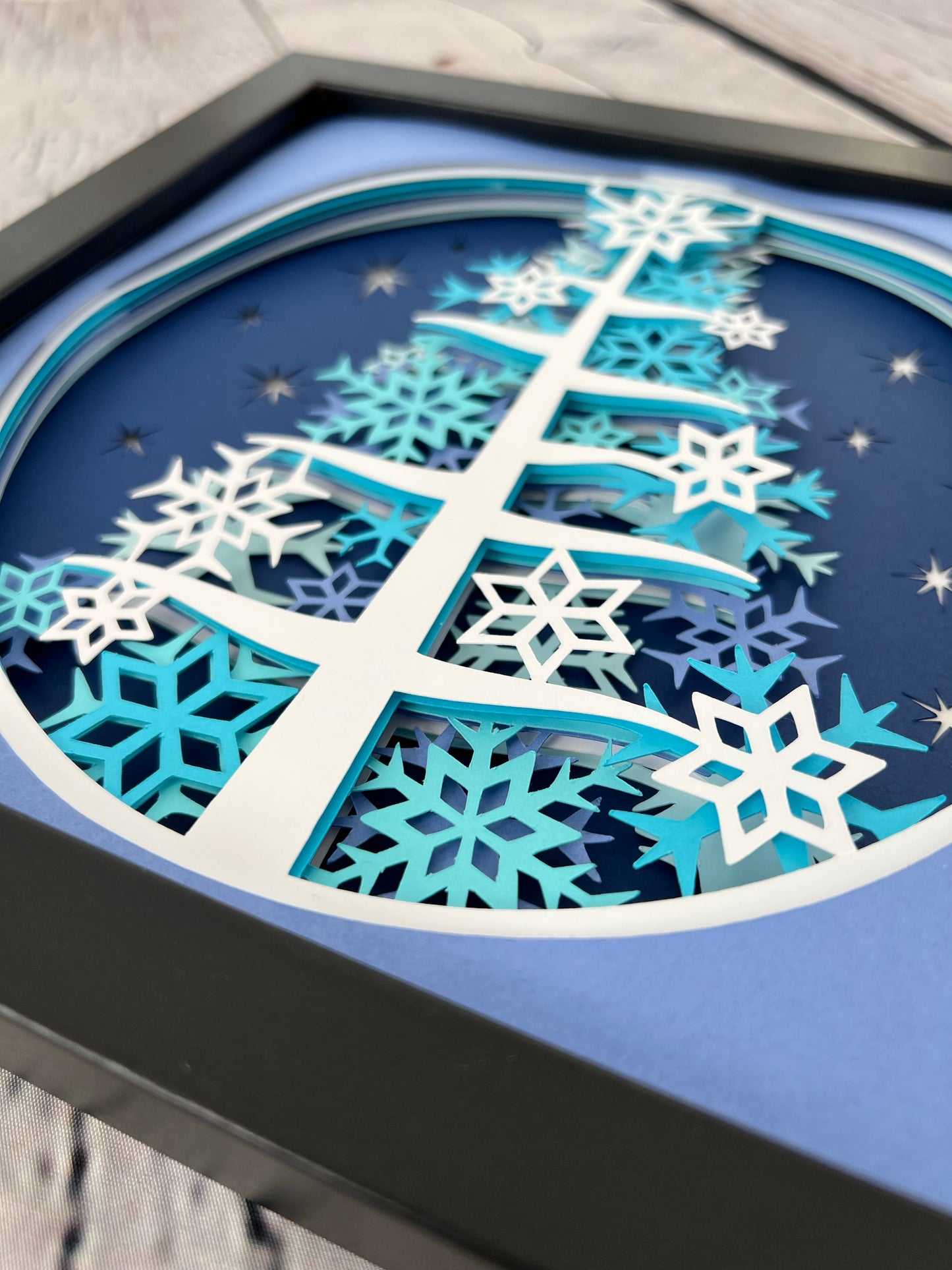 Winter tree 3D paper art shadowbox