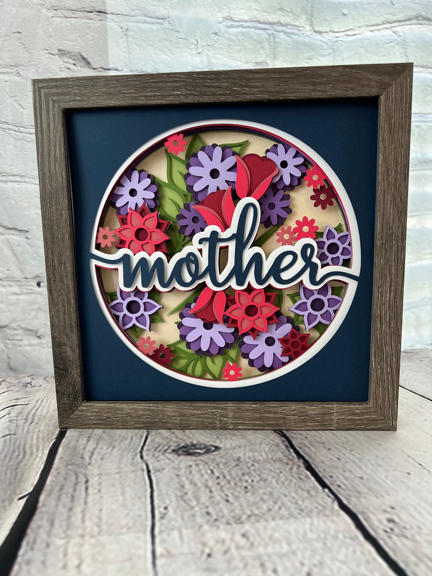 Mother floral 3D paper art shadowbox