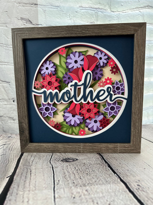 Mother floral 3D paper art shadowbox