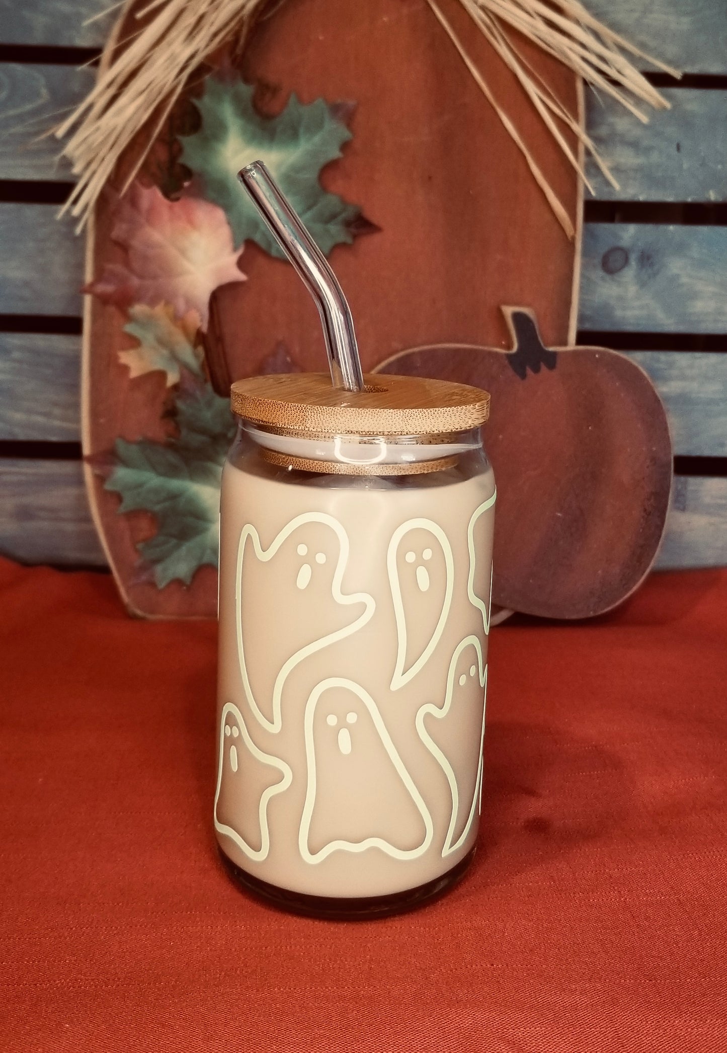 Ghost outline beer can glass