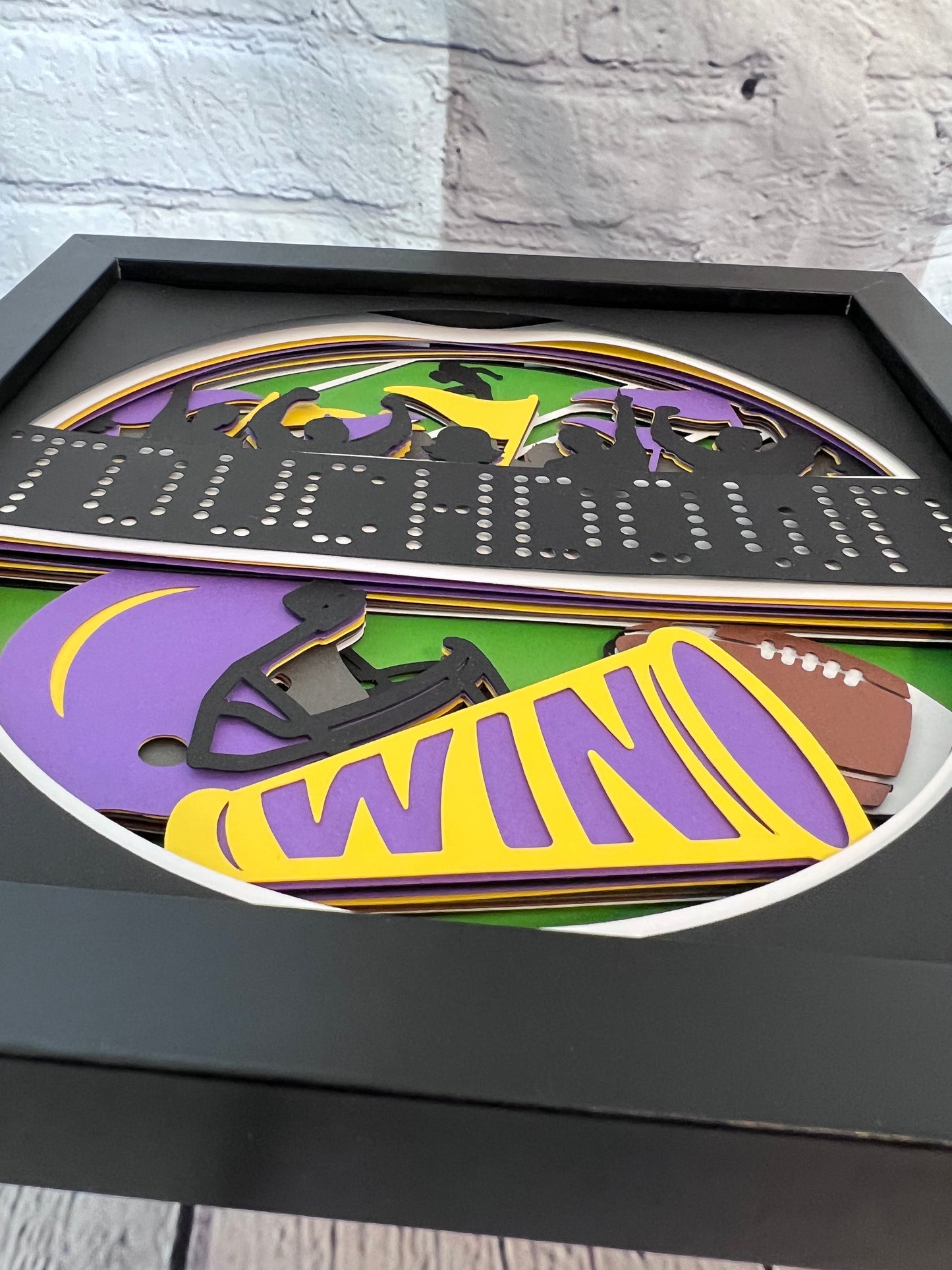 Football 3D paper art in a shadowbox