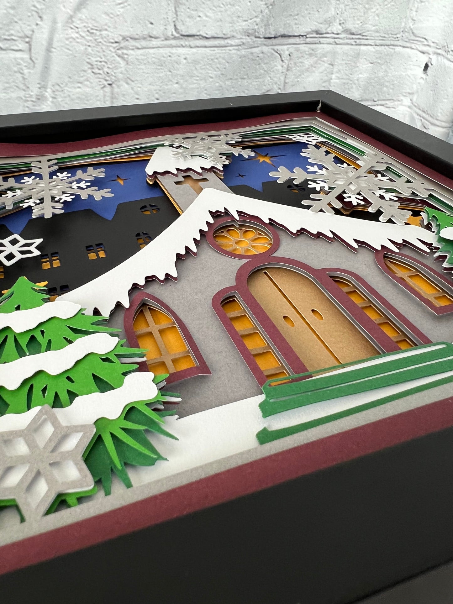 Winter church shadowbox