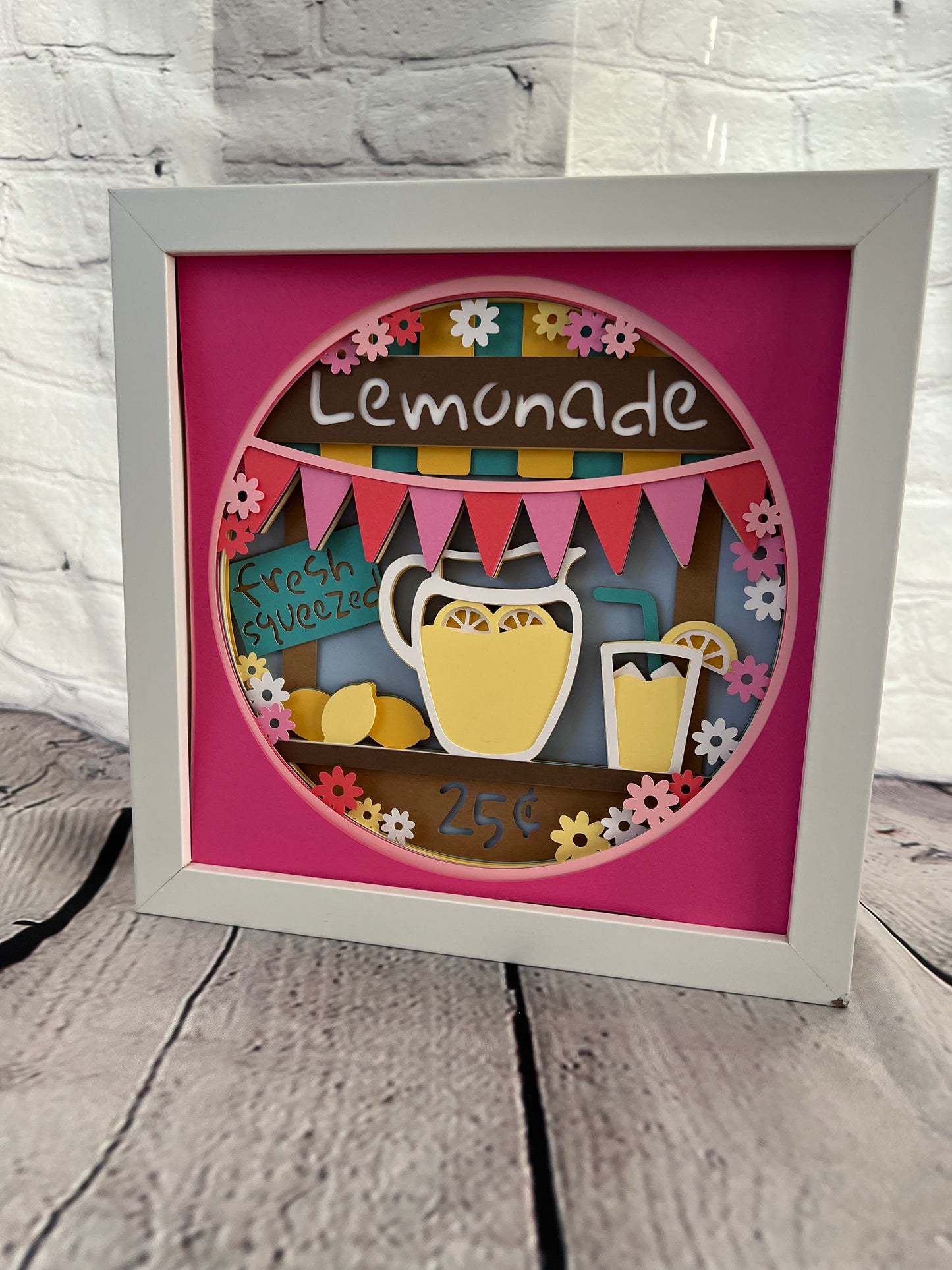 Lemonade stand 3D paper art shadowbox