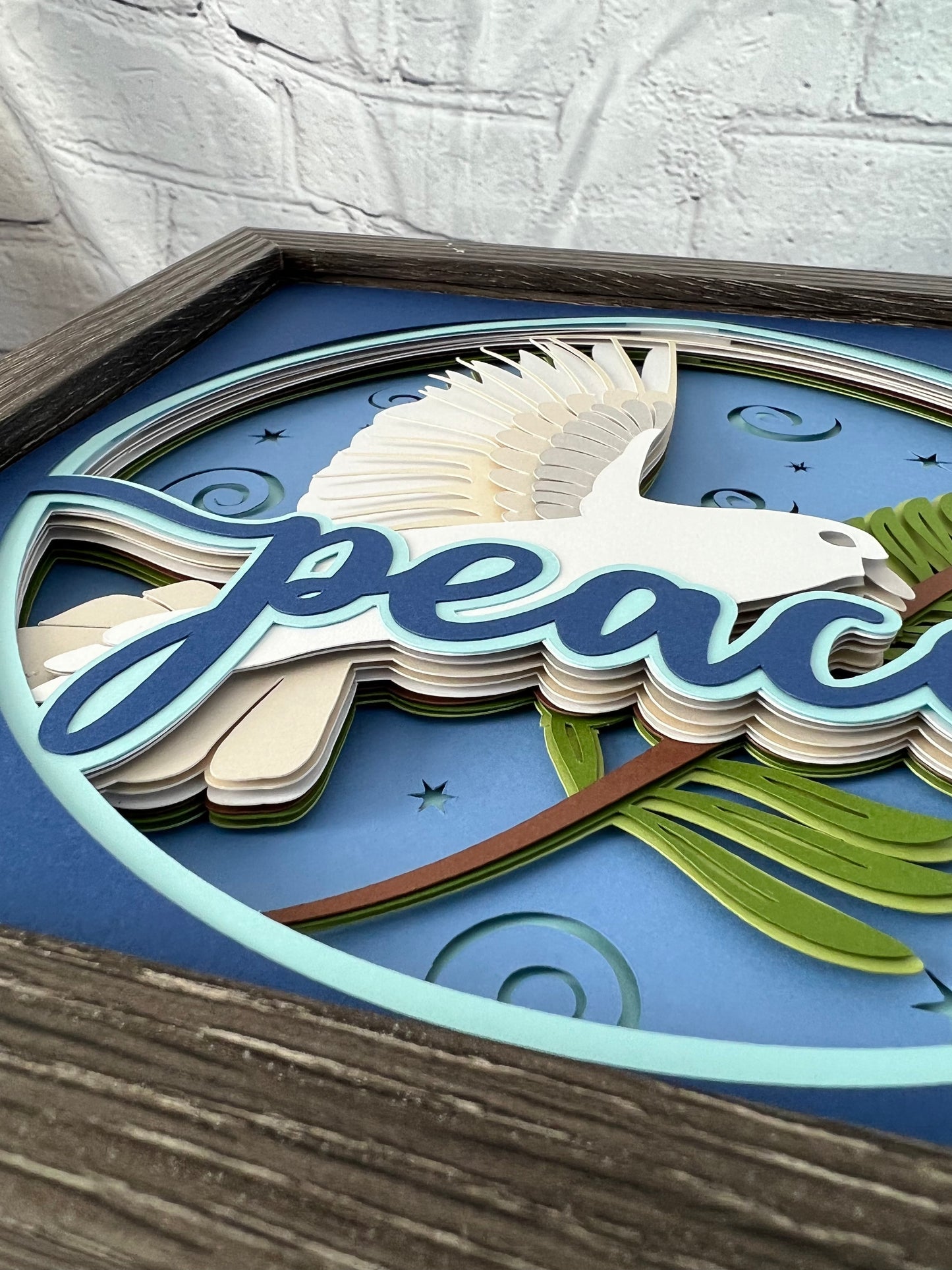 Peace dove 3D paper art shadowbox