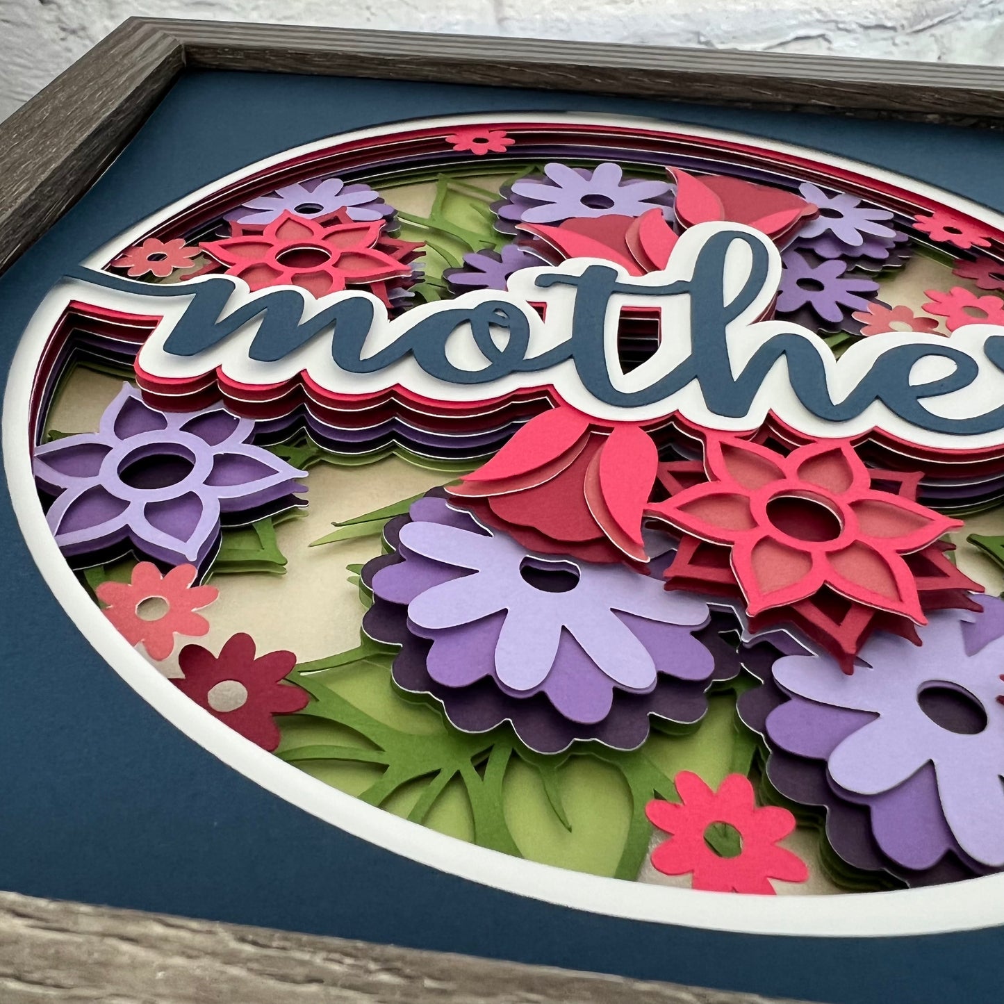 Mother floral 3D paper art shadowbox
