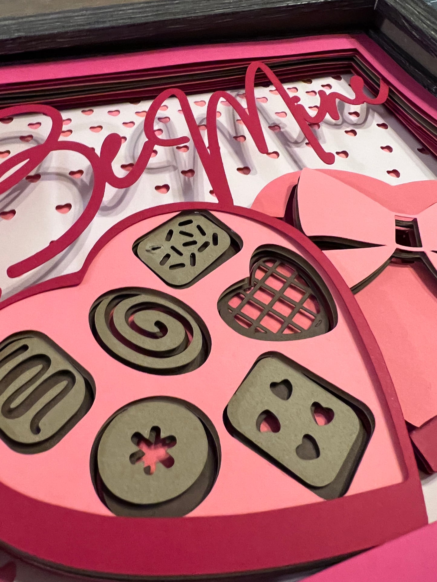 Box of chocolates 3D paper art in a shadowbox