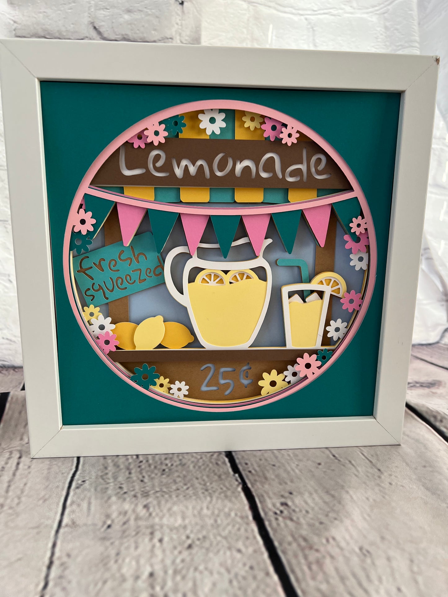 Lemonade stand 3D paper art shadowbox