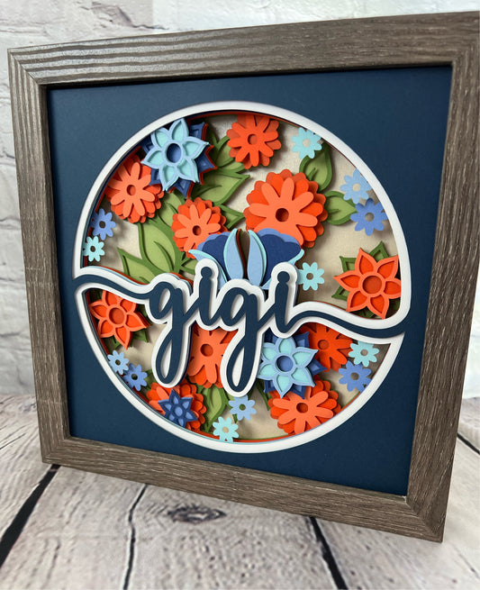 Gigi floral 3D paper art shadowbox