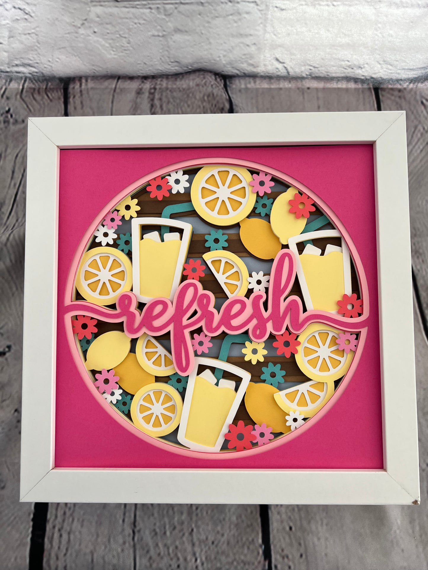 Refresh lemonade 3D paper art shadowbox