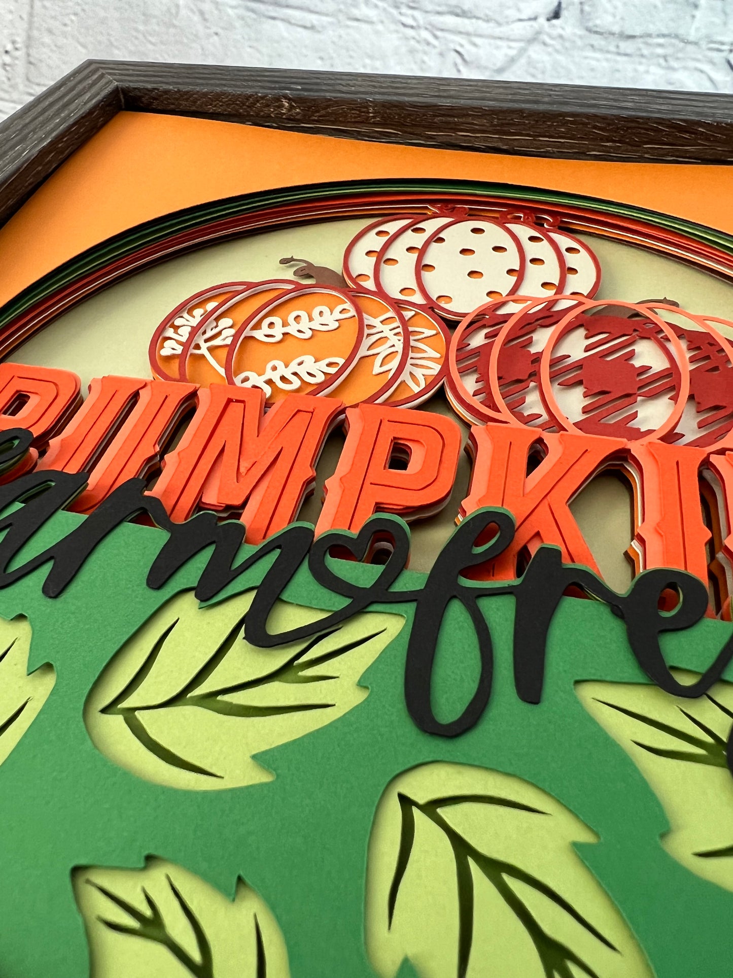 Farm fresh pumpkins 3D paper art shadowbox