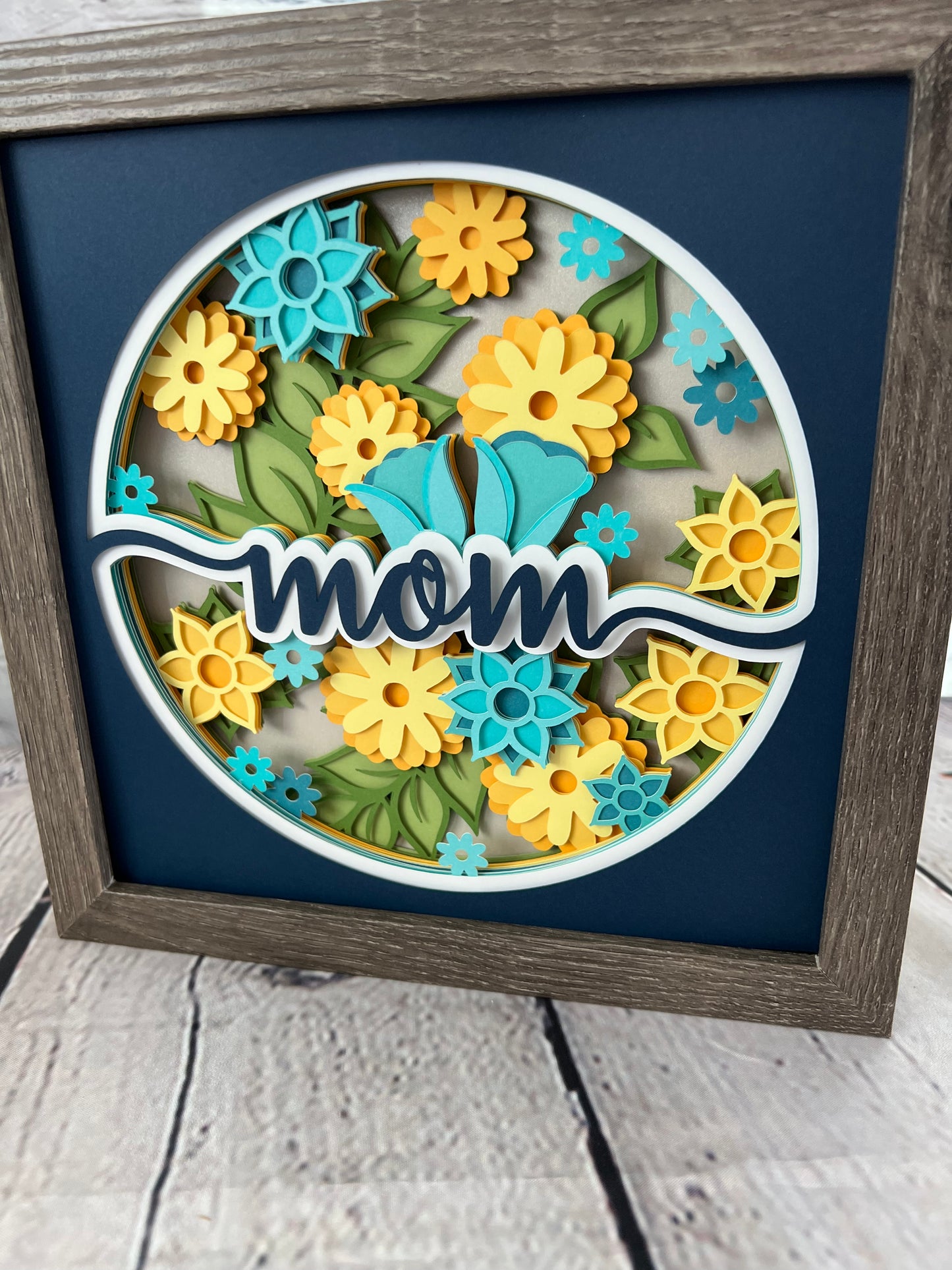 Mom floral 3D paper art shadowbox