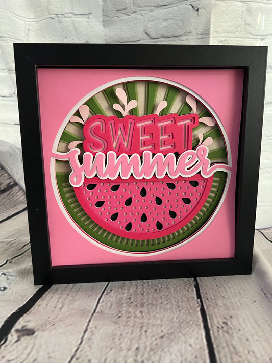 Sweet summer watermelon paper art shadowbox