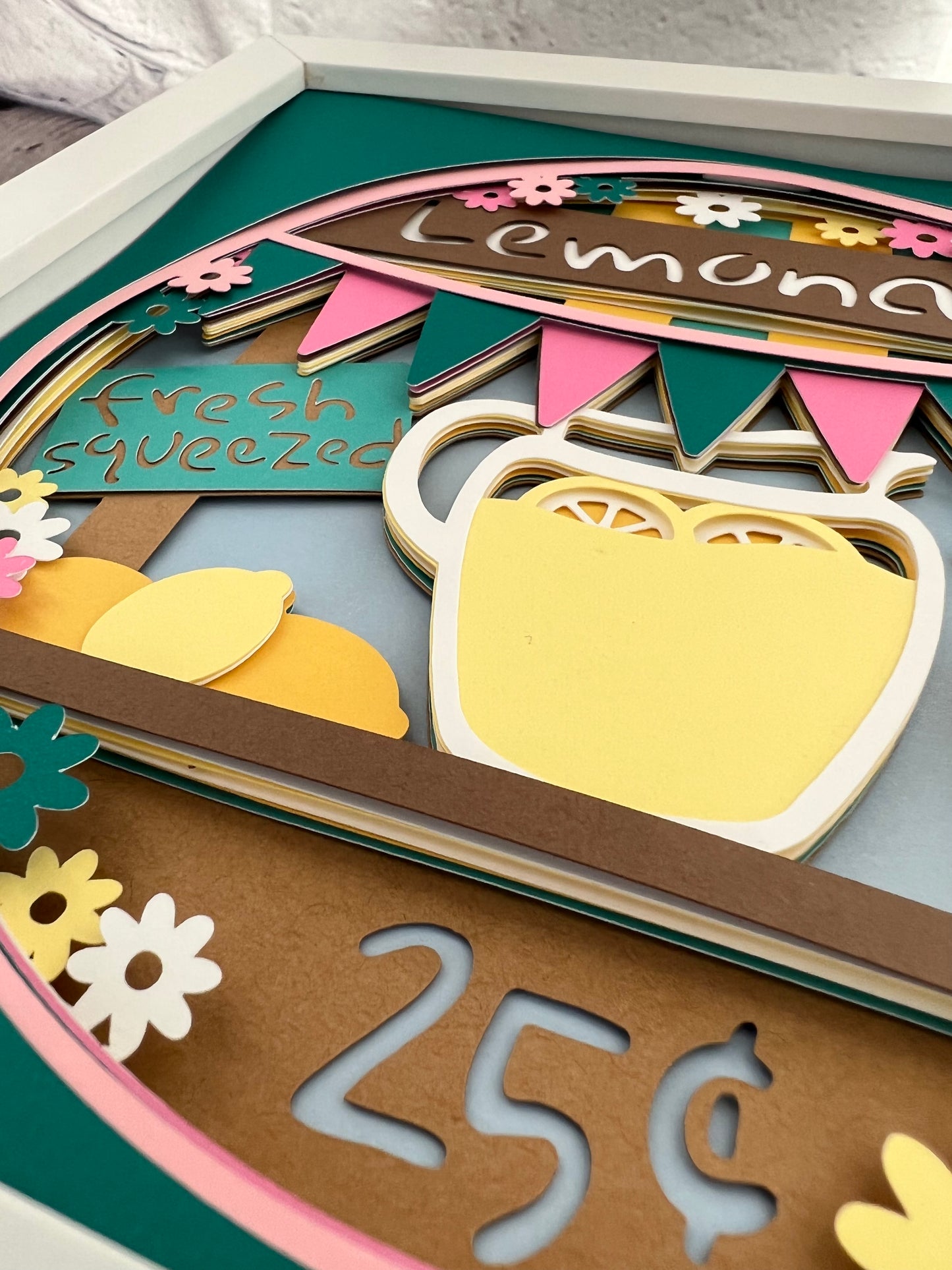 Lemonade stand 3D paper art shadowbox