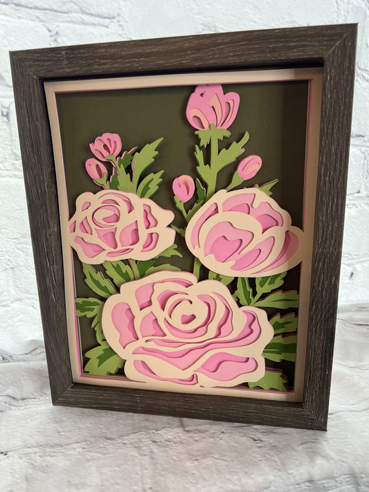 Peonies 3D paper art shadowbox