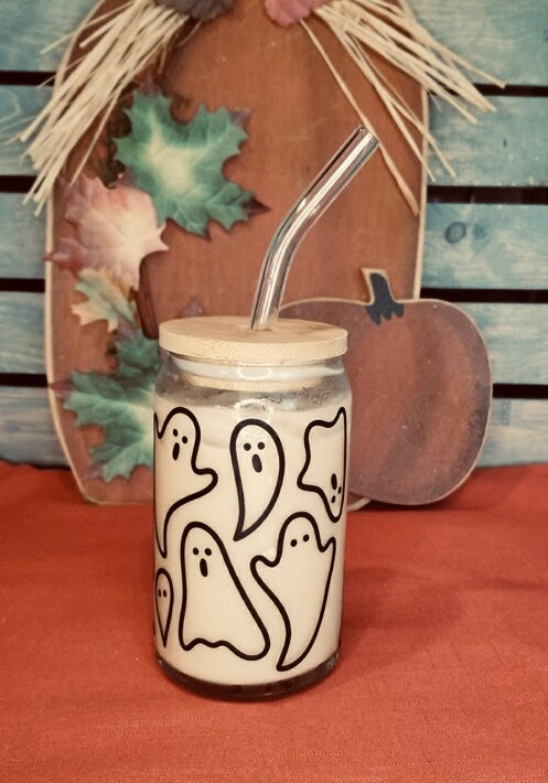 Ghost outline beer can glass