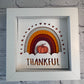 Thankful rainbow with pumpkin mini 3D paper art in a shadowbox