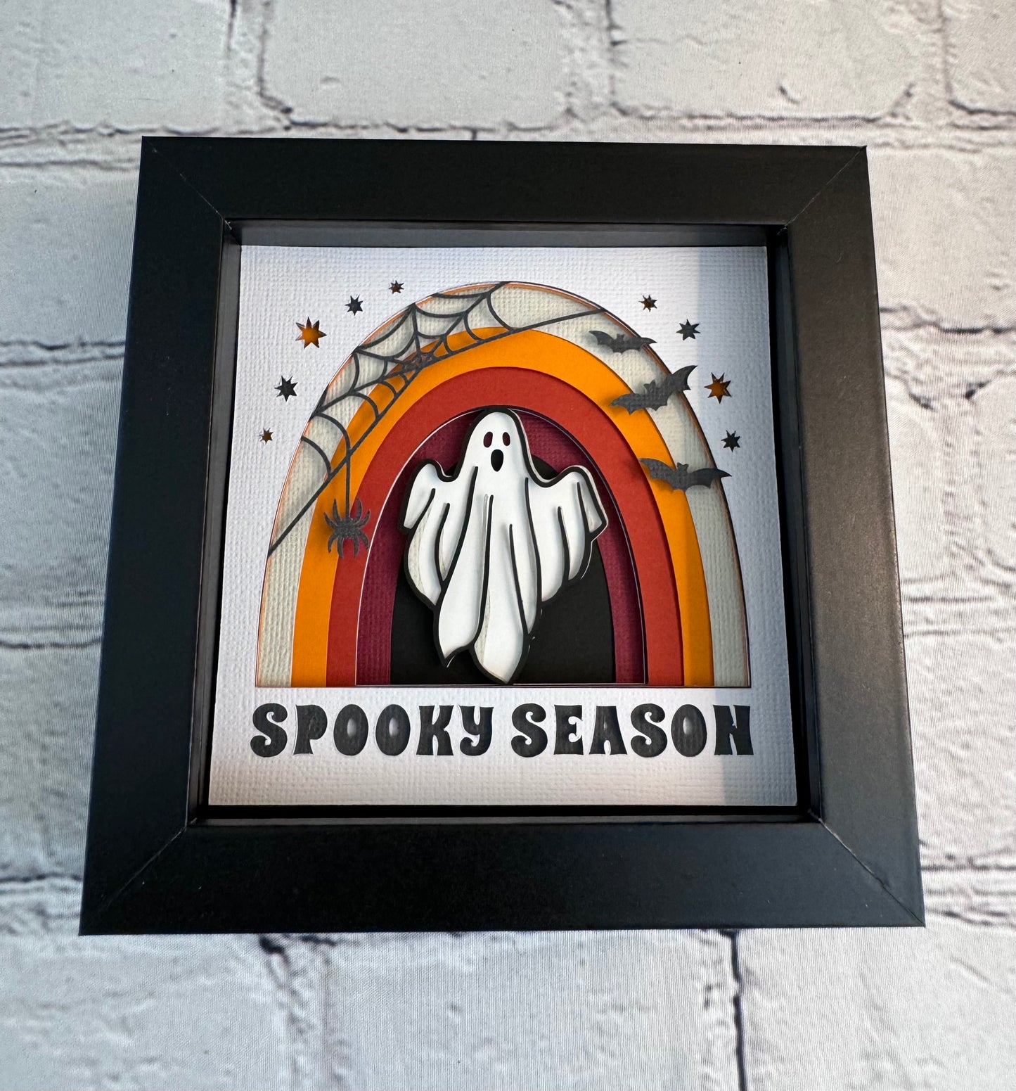 Spooky season mini 3D paper art in a shadowbox