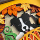 Dog in the pumpkin patch 3D paper art shadowbox