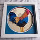 Rooster 3D paper art in a shadowbox