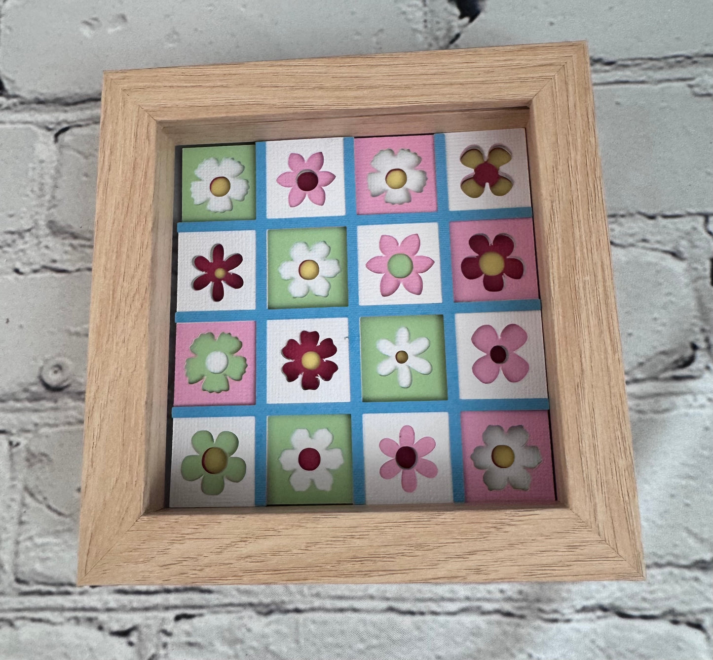 Floral quilt pattern mini 3D paper art in a shadowbox