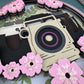 Camera with flowers design 3D paper art in a shadowbox