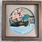 Loon with pink flowers 3D paper art in a shadowbox