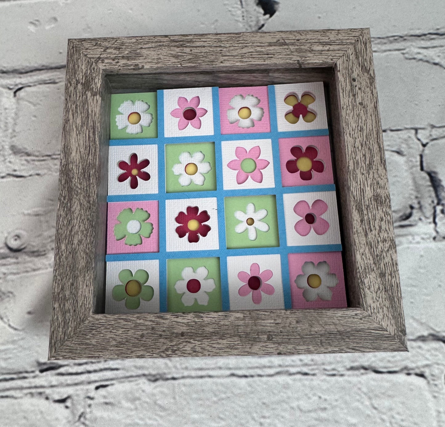 Floral quilt pattern mini 3D paper art in a shadowbox