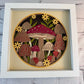 Mushroom fall forest design 3D paper art in a shadowbox