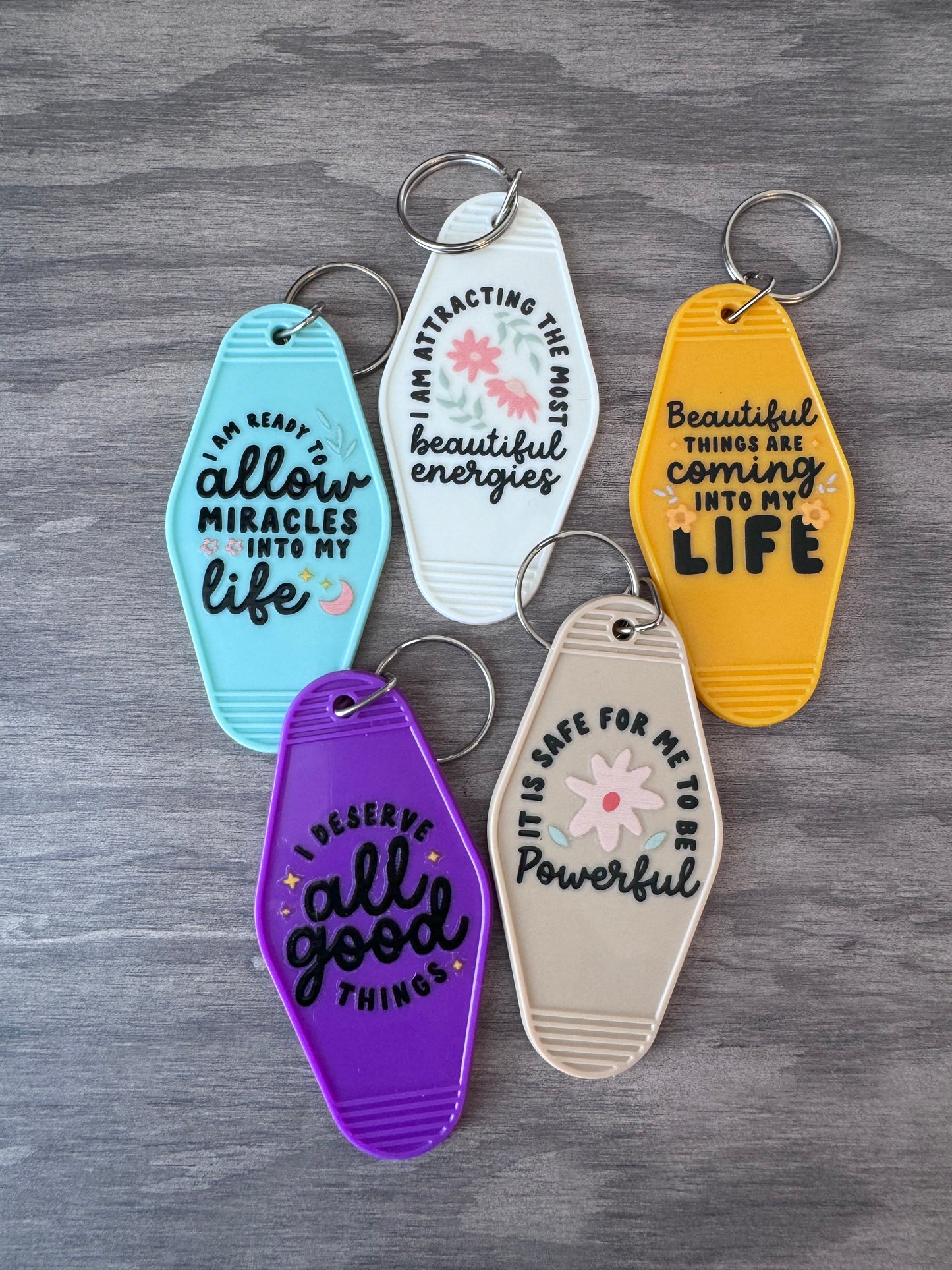 I am ready to allow miracles into my life retro motel keychain