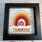 Thankful rainbow with pumpkin mini 3D paper art in a shadowbox