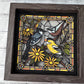 Stained glass bluebird and flowers 3D paper art in a shadowbox